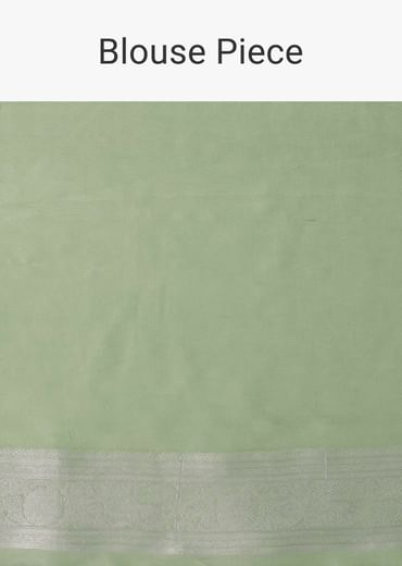 Forest shade green woven saree in Dola silk