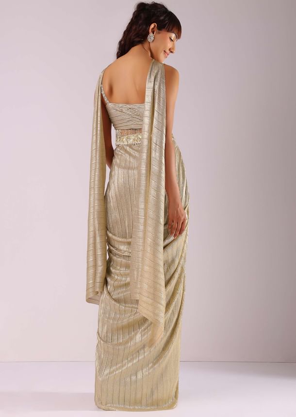 Glam Gold Pleated Skirt And Top With Embroidered Choker Dupatta Glam Gold Pleated Skirt And Top With Embroidered Choker Dupatta