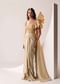 Glam Gold Gown In Knit Strechable Fabric With Embroidery
