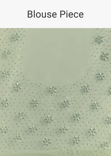 Green Glass Tissue Saree With All Over Cutdana And Sequins Embroidery