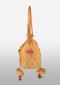 Gold Beige Potli Bag In Raw Silk With Gotta Lace Checks And Pom Poms