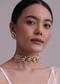 Gold-Finish Jadau Kundan Choker Set With Red-Green Stones And Elegant Studs In Mix Metal