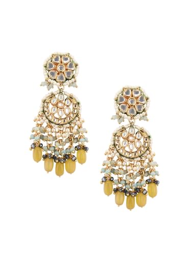 Gold-Finish Kundan Choker Necklace With Colorful Intricate Meenakari Work And Stones In Mix Metal