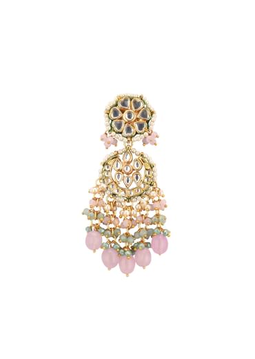 Gold-Finish Kundan Choker Necklace Set With Intricate Work In Mix Metal