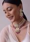 Gold-Finish Ruby Stone Kundan Necklace Set With Colourful Meenakari Work In Mix Metal