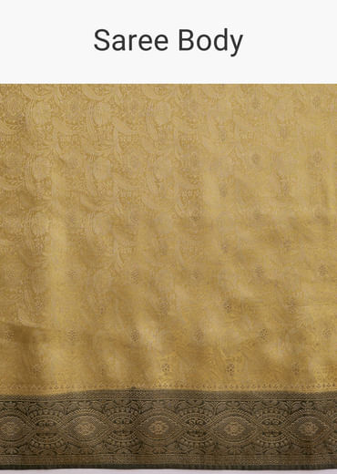 Gold Jacquard Silk Woven Saree With Floral And Jaal Motifs