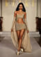 Gold Metallic Hand Embroidered Indo Western Asymmetric Short Gown