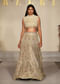 Gold Net Bridal Lehenga With Mother Of Pearl Work