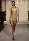 Gold Net Indo Western Tube Mini Dress With Heavy Embroidery
