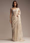 Gold Organza Saree with Cutdana and Sequins Embroidery