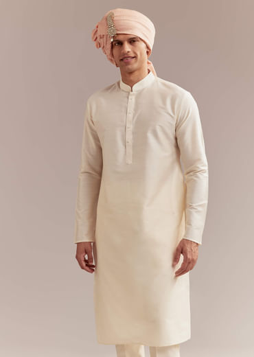 Gold Silk Sherwani For Groom With Heavy Hand Work