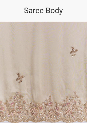 Gold Tissue Saree With Cut Dana Embroidery