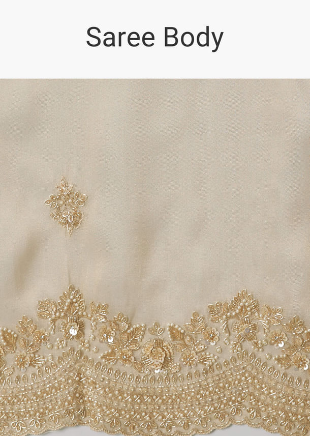 Gold Tissue Saree With Embroidered Brocade Blouse