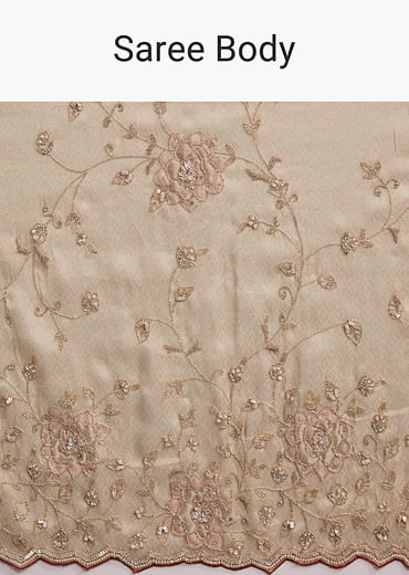 Gold Tissue Saree With Heavy Hand Embroidery