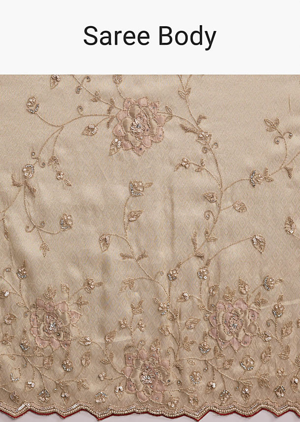 Gold Tissue Saree With Heavy Hand Embroidery
