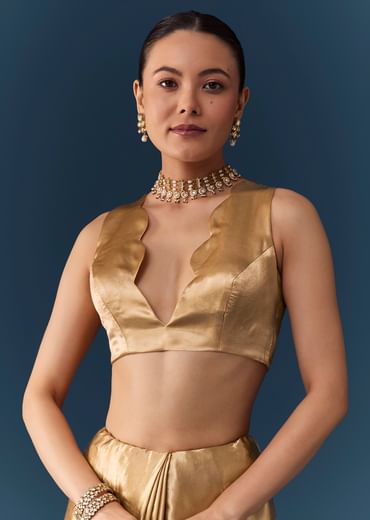 Gold Zari Weave Saree with Blouse Fabric