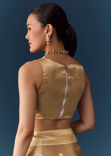 Gold Zari Weave Saree with Blouse Fabric