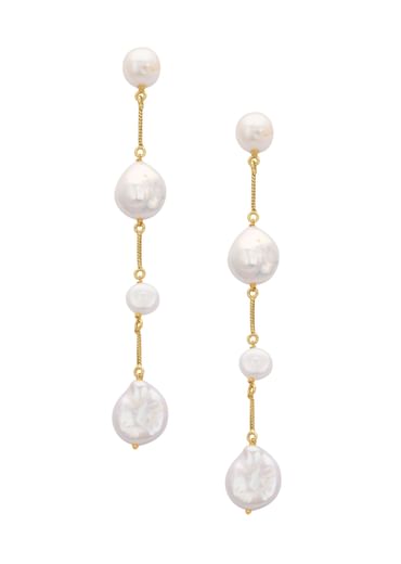 Gold And White Chain Danglers With Mother Of Pearls