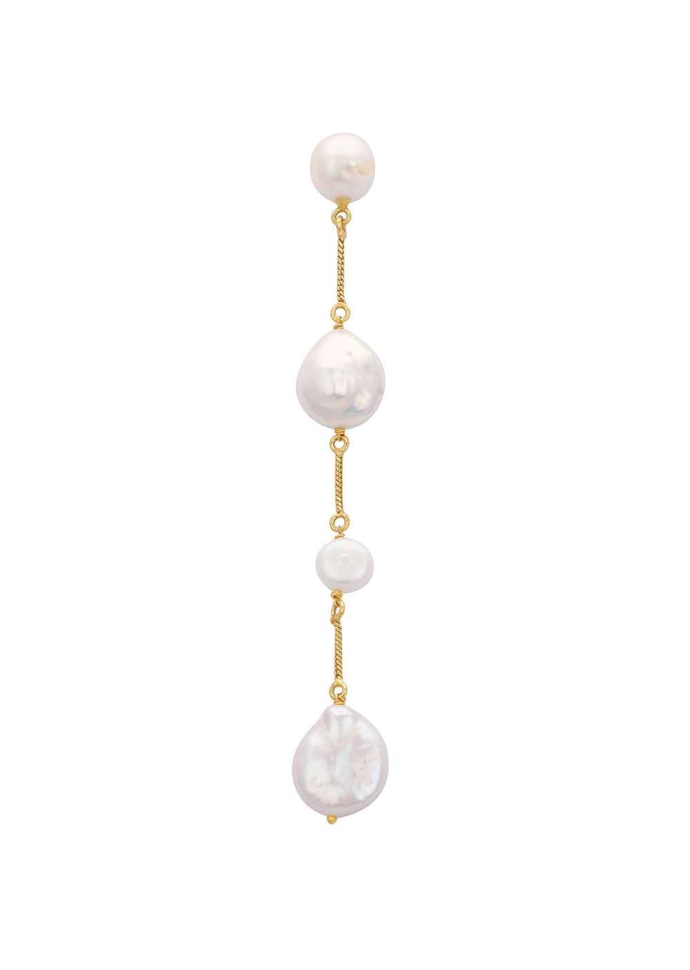 Gold And White Chain Danglers With Mother Of Pearls