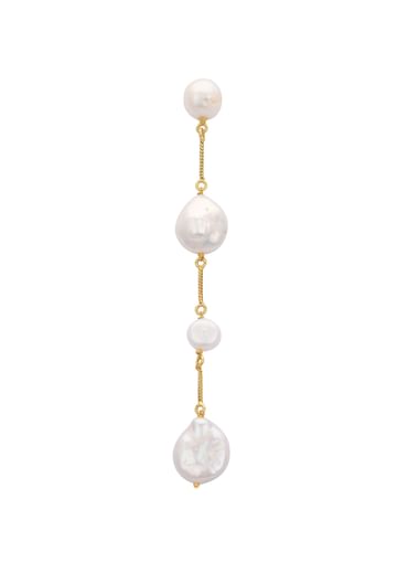 Gold And White Chain Danglers With Mother Of Pearls