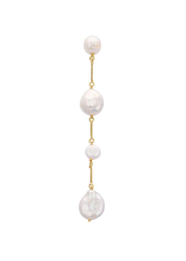 Gold And White Chain Danglers With Mother Of Pearls Gold And White Chain Danglers With Mother Of Pearls