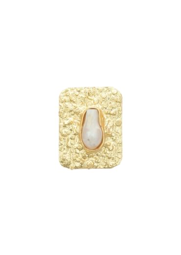 Gold And White Geometric Studs With Mother Of Pearls