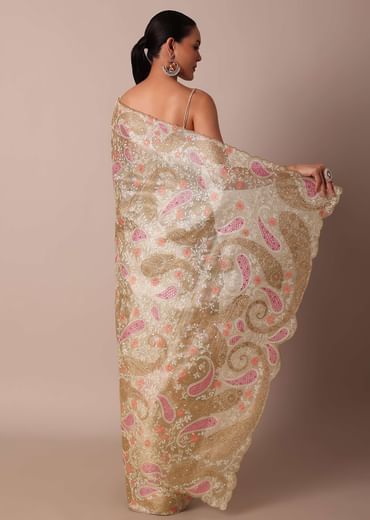 Gold Chanderi Silk Saree With Intricate Zari Embellishments