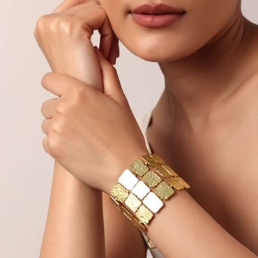 Gold Finish Bracelet With Geometric Motifs