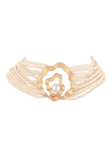 Gold finish Choker with Pearls