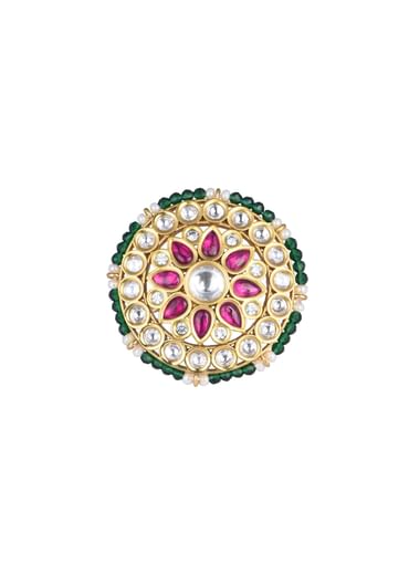 Gold Finish Floral Kundan Ring