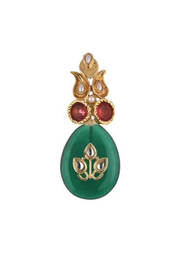 Gold Finish Green Kundan Embellished Danglers