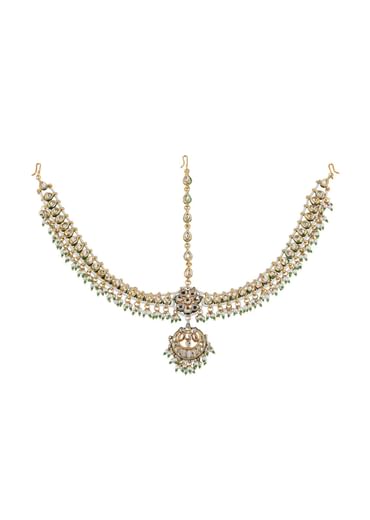 Gold Finish Kundan And Pearl Mathapatti