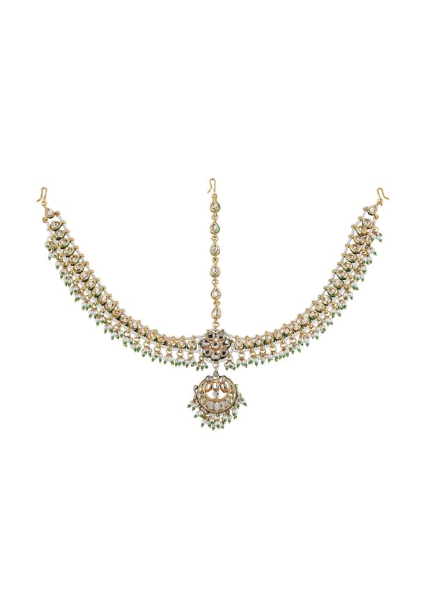 Gold Finish Kundan And Pearl Mathapatti Gold Finish Kundan And Pearl Mathapatti