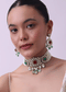 Gold Finish Kundan Choker Set With Synthetic Ruby And Emerald Stones