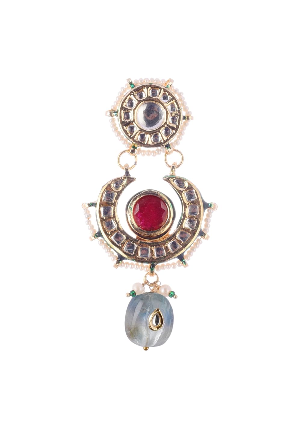 Gold Finish Kundan Necklace With Multicolor Stone In?ÿMix?ÿMetal
