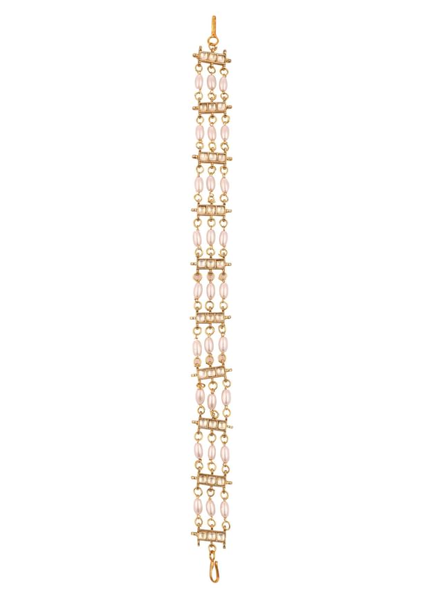 Gold Finish Kundan Polki And Pearls Sheeshpatti