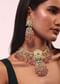 Gold Finish Kundan Polki beaded Necklace set with Earrings