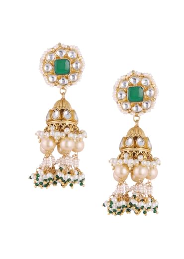 Gold Finish Kundan Polki Choker Set With Pearls