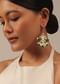 Gold Finish Kundan Polki Dangling Earrings With Synthetic Emerald Stones