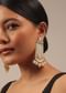 Gold Finish Kundan Polki Earrings With Beads And Pearls