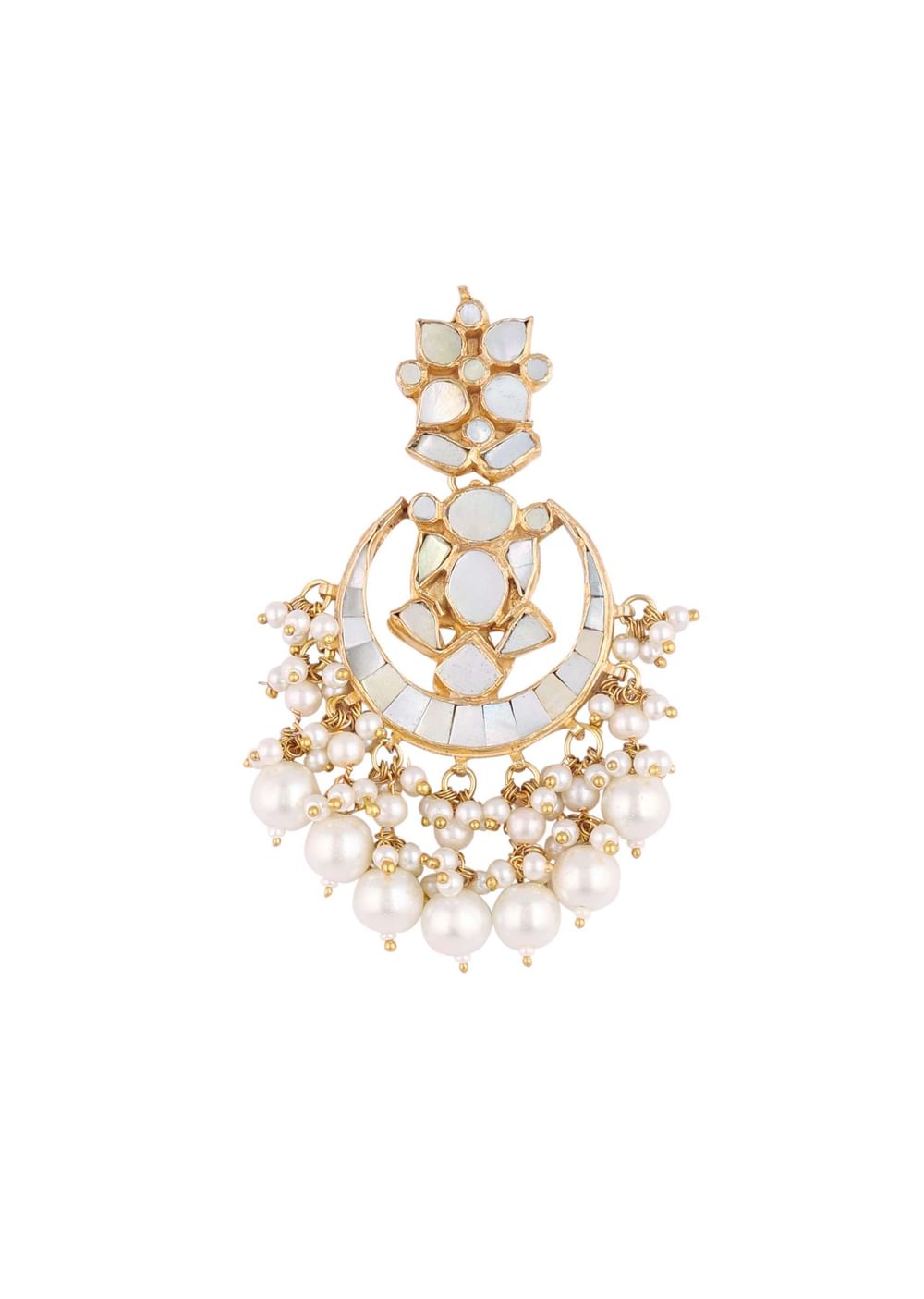 Gold Finish Kundan Polki White Choker Set With Pearls