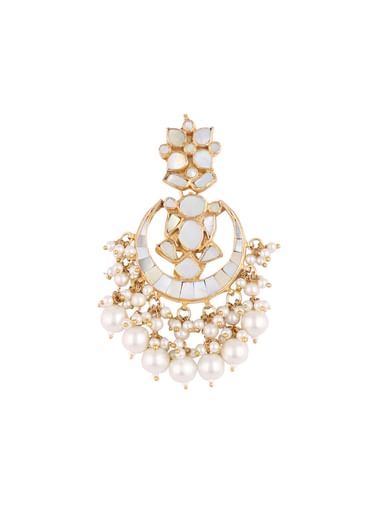 Gold Finish Kundan Polki White Choker Set With Pearls