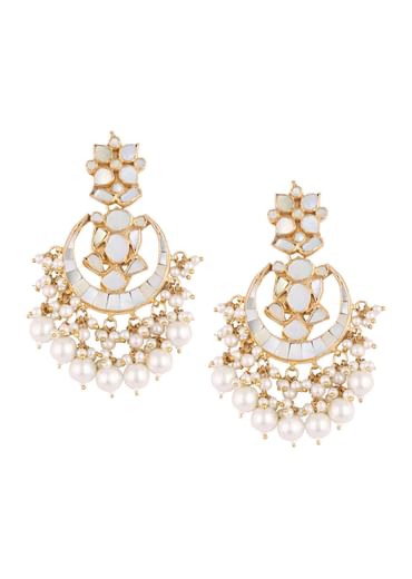 Gold Finish Kundan Polki White Choker Set With Pearls