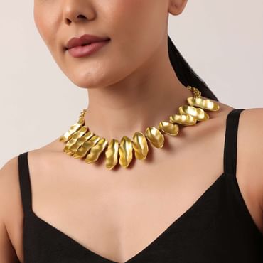 Gold Finish Microplated Statement Necklace