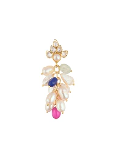 Gold Finish Multicolor Kundan Danglers In Mix Metal