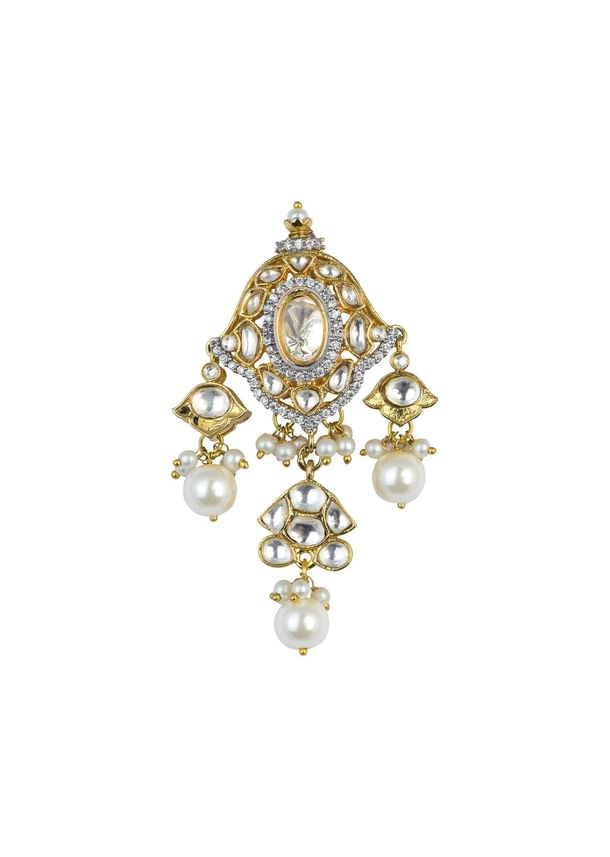 Gold Finish Kundan Polki Choker And Earrings Set In Mix Metal Gold Finish Kundan Polki Choker And Earrings Set In Mix Metal