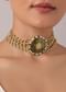 Gold Finish Temple Choker with Circular Motif And Studs