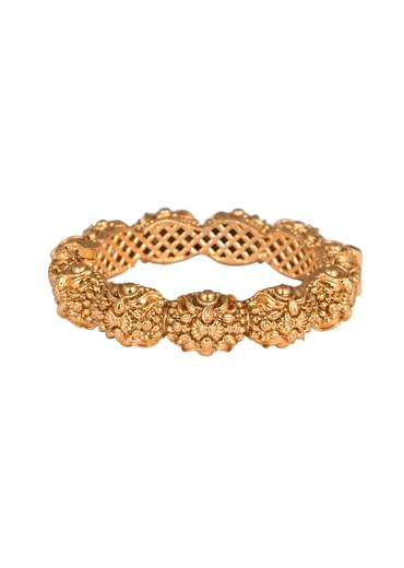 Gold Finish Temple Style Bangle With Carvings