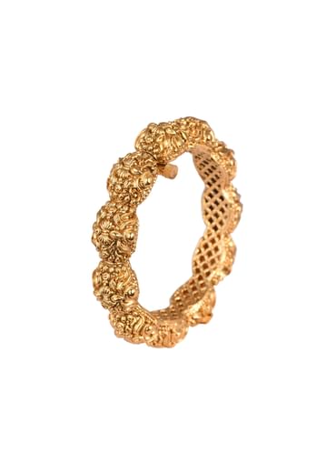 Gold Finish Temple Style Bangle With Carvings