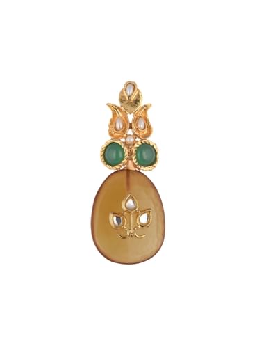 Gold Finish Yellow Kundan Embellished Danglers